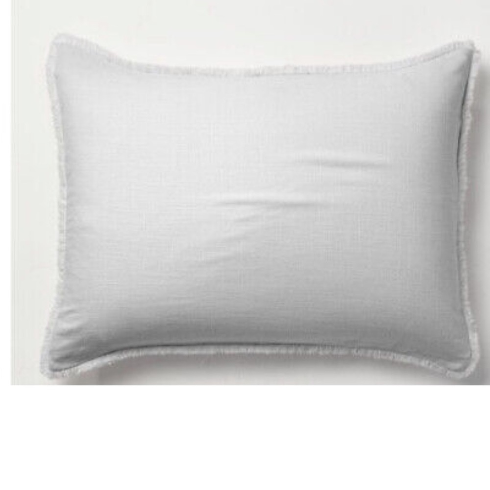 Casaluna Standard Size Pillow Sham Heavyweight Linen Blend Raw Edge Gray